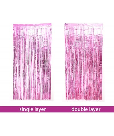 2 Packs Shimmer Metallic Fringe Tinsel Foil Curtains 3.3ft x 8.2ft for Wedding Bridal Shower Birthday Party Baby Shower Gradu...