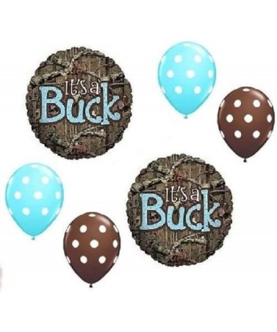 MOSSY OAK It's a Buck Blue BOY Baby Shower Camouflage 6 Mylar & Latex Balloons - CO12GUYQ4P1 $10.45 Balloons