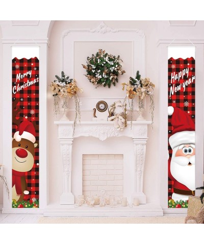 Christmas Porch Sign Santa Clause Deer Christmas Hanging Banners for Holiday Home Indoor Outdoor Porch Wall Christmas Decorat...