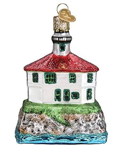 Christmas Glass Blown Ornament with S-Hook and Gift Box- Outdoor Selection (Eldred Rock Lighthouse- 20114) - Eldred Rock Ligh...