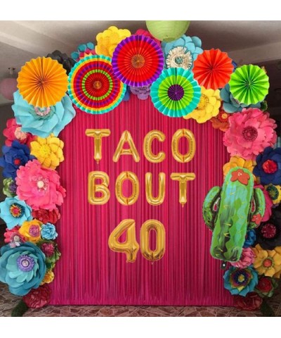 8 PCS Gold Taco Bout 40 Balloons Nacho Average forty Balloon Fiesta 40th Birthday Decoration Taco Birthday Party Decoration T...