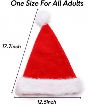 4 Pack Premium Santa Hats Adults Big Santa Hat Comfort Double Liner Plush Red Velvet Christmas Hats with White Cuffs - CL18WQ...