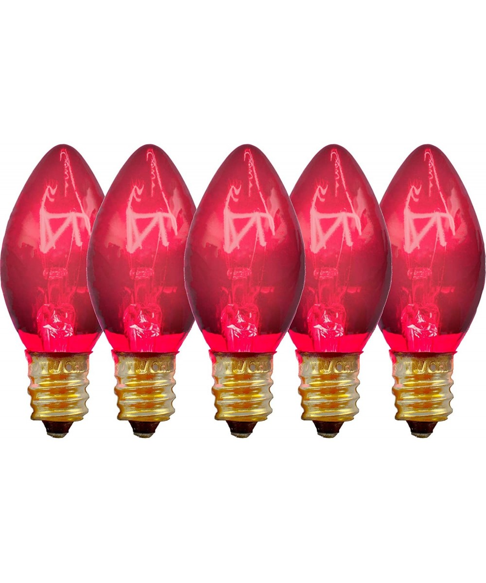 Indoor ＆ Outdoor String Light C7 Ceramic Christmas Steady Replacement Bulbs (Clear Glass- Pink) - Pink - C918S7UYKRH $10.08 O...