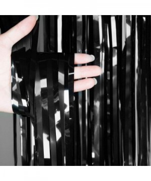 Black Foil Fringe Curtain- Metallic Photo Booth Backdrop Tinsel Door Curtains for Wedding Birthday Bridal Shower Baby Shower ...