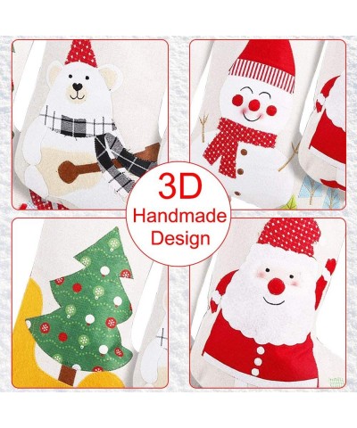 Christmas Stockings- 4 Pack 18" Big Xmas Stockings Decorations-Santa Snowman Bear Tree Xmas Character Fireplace Hanging Stock...