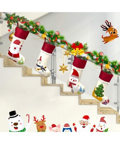 Christmas Stockings- 4 Pack 18" Big Xmas Stockings Decorations-Santa Snowman Bear Tree Xmas Character Fireplace Hanging Stock...