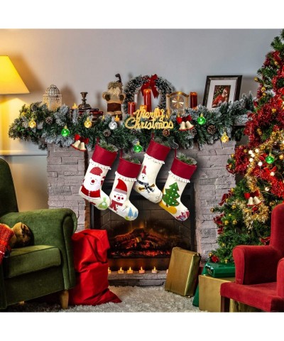 Christmas Stockings- 4 Pack 18" Big Xmas Stockings Decorations-Santa Snowman Bear Tree Xmas Character Fireplace Hanging Stock...