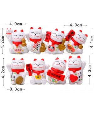 8 Pcs Cute Lucky Cat Figures- Animal Cat Characters Toys Mini Figure Collection Playset- Cat Toys Set Cake Toppers- Plant- Au...