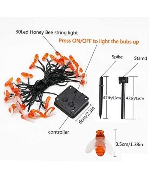 2 Pack 6 Meters 30 LED Solar Honeybee String Lights LED Waterproof Fairy Rope Lights Outdoor Garden Patio Fence Tree Balcony ...