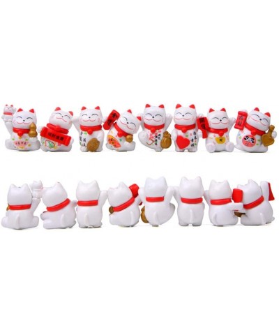 8 Pcs Cute Lucky Cat Figures- Animal Cat Characters Toys Mini Figure Collection Playset- Cat Toys Set Cake Toppers- Plant- Au...