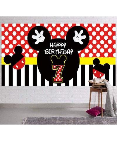 Mickey Mouse Backdrop- Mickey 7th Birthday Backdrop- Mickey Birthday Party Supplies- Large Mickey Mouse 7th Birthday Banner- ...
