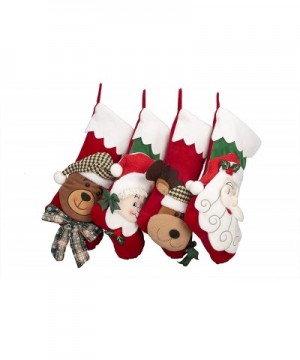 18" Christmas Stockings 4 Pack Classic 3D Santa- Snowman- Reindeer- Lovely Bear Xmas Character Stockings for Family Holiday C...