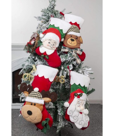 18" Christmas Stockings 4 Pack Classic 3D Santa- Snowman- Reindeer- Lovely Bear Xmas Character Stockings for Family Holiday C...