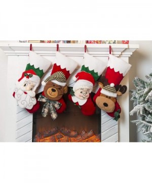 18" Christmas Stockings 4 Pack Classic 3D Santa- Snowman- Reindeer- Lovely Bear Xmas Character Stockings for Family Holiday C...