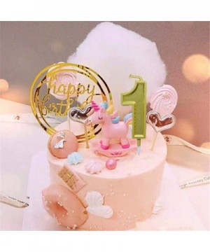 Birthday Candles Wedding Anniversary Celebration Party Number Cake Candle with Hppy Birthday Ins Topper (Gold Candle 1) - Gol...