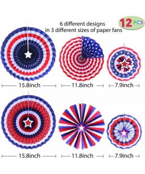 21 Pcs Patriotic Party Supplies 12 Paper Fan- 6 Flower Ball- 3 Flag Ball for 4th of July- Independence Day- Memorial Day- Vet...