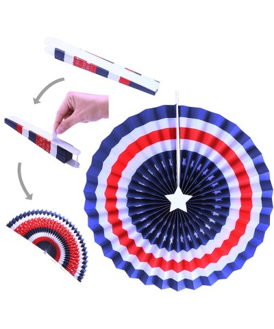 21 Pcs Patriotic Party Supplies 12 Paper Fan- 6 Flower Ball- 3 Flag Ball for 4th of July- Independence Day- Memorial Day- Vet...