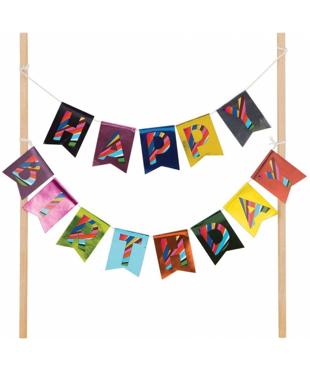 Birthday Foil Cake Banner Topper- 8.5 - Birthday Cake - C512JUF6ZB5 $6.97 Cake & Cupcake Toppers