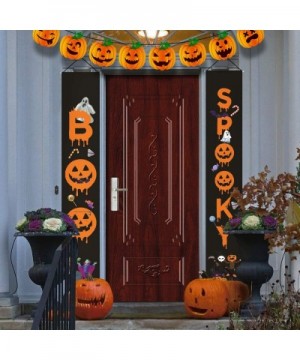 Halloween Banners Spooky Boo-Outdoor Indoor Halloween Decorations Welcome Bright Black Orange Porch Sign Hanging for Home Wal...