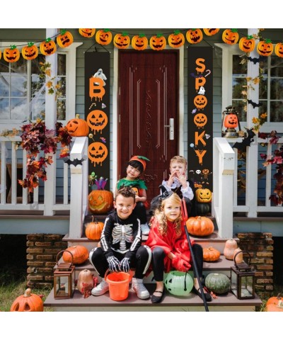 Halloween Banners Spooky Boo-Outdoor Indoor Halloween Decorations Welcome Bright Black Orange Porch Sign Hanging for Home Wal...