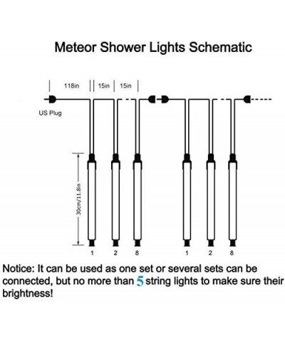 Meteor Shower Lights- LED Falling Rain Lights 30cm 8 Tube 144 LEDs Waterproof Double-Sided SMD Lamp Beads Icicle Snow Fall St...