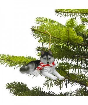 Siberian Husky with Red and White Scarf Christmas Ornament - C712NSIKOGY $13.91 Ornaments