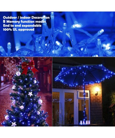 Christmas String Lights - 120 LEDs 49ft/15m Memory Function End-to-End 8 Modes Plug in Indoor/Outdoor Waterproof Decorative F...