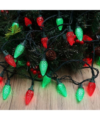 C9 Christmas Lights- 16ft 25 LED Faceted C9 Christmas Lights- Connectable Indoor Outdoor Xmas String Lights- 120V UL Certifie...