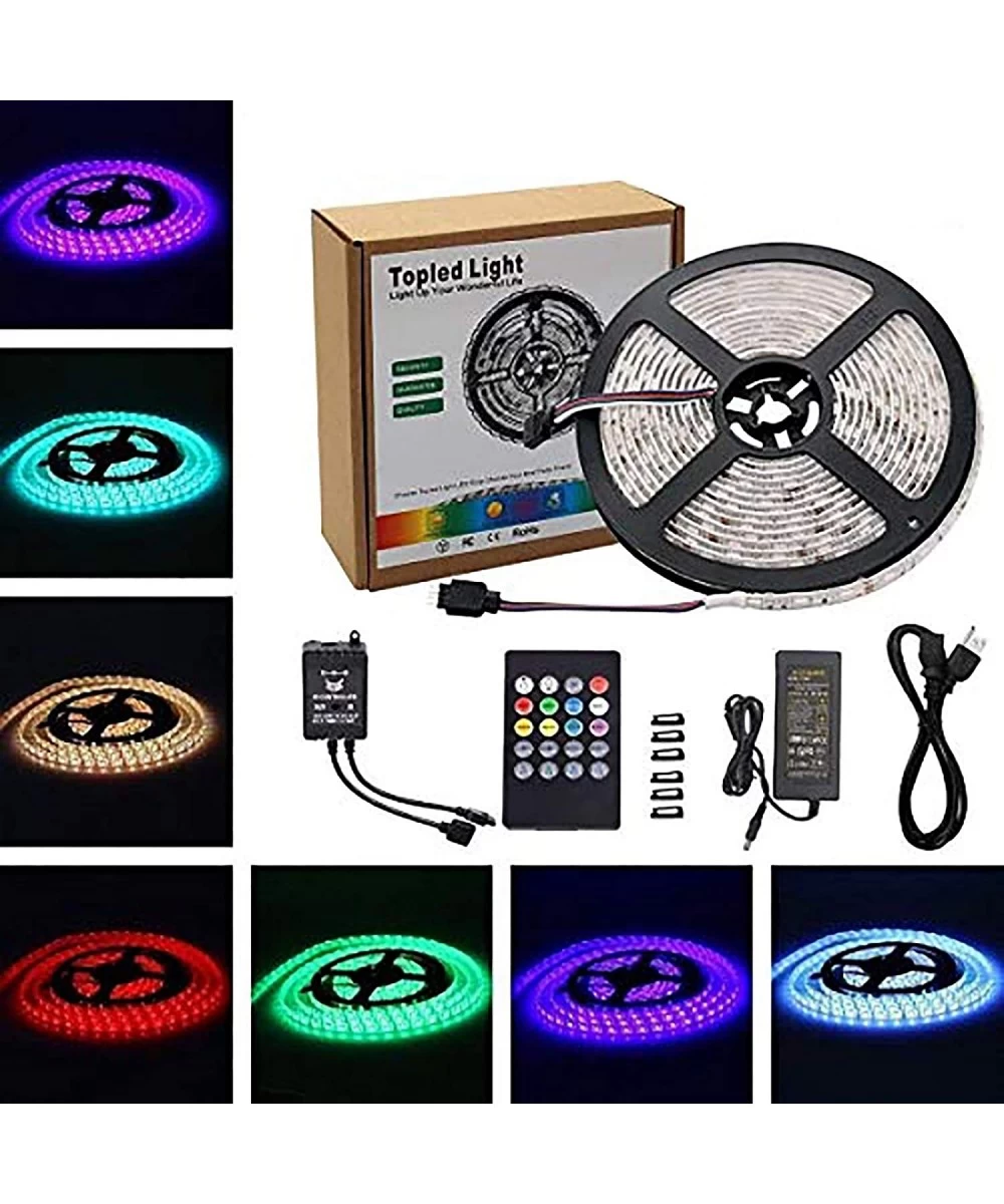 Music Led Strip Light-IR Music Sound Activated 5M 5050 RGB Waterproof 300LEDs RGB Flexible Color Changing LED Strip Kit with ...