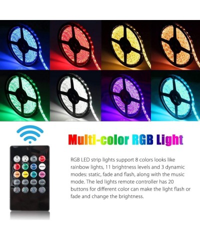 Music Led Strip Light-IR Music Sound Activated 5M 5050 RGB Waterproof 300LEDs RGB Flexible Color Changing LED Strip Kit with ...