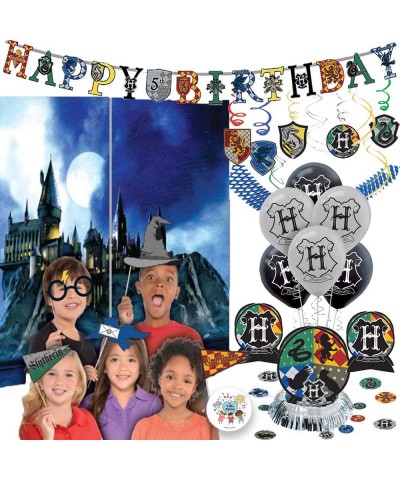 Deluxe Harry Potter Hogwarts Birthday Party Decoration Pack with Harry Potter Houses Scene Setter and Photo Props- Hanging Sw...