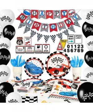 Racing Car Party Supplies Set - Birthday Party Decorations for Boys Banner Balloons Tablecloth Plates Cups Napkins Cupcake To...