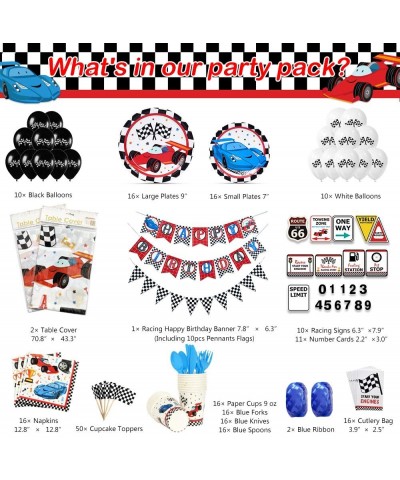 Racing Car Party Supplies Set - Birthday Party Decorations for Boys Banner Balloons Tablecloth Plates Cups Napkins Cupcake To...