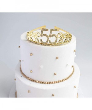 55th Birthday Gold Tiara and Sash- 55 & Fabulous Glitter Satin Sash and Crystal Rhinestone Birthday Crown for Happy 55th Birt...