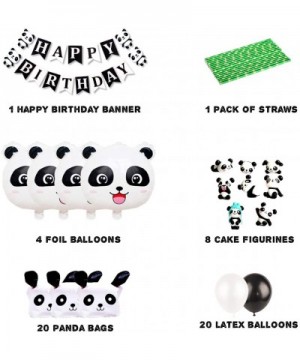 Panda Party Decorations with Panda Cake Figurine- Bamboo Straws- Party Favor Bags for Panda Birthday Party Supplies - CM18NMI...