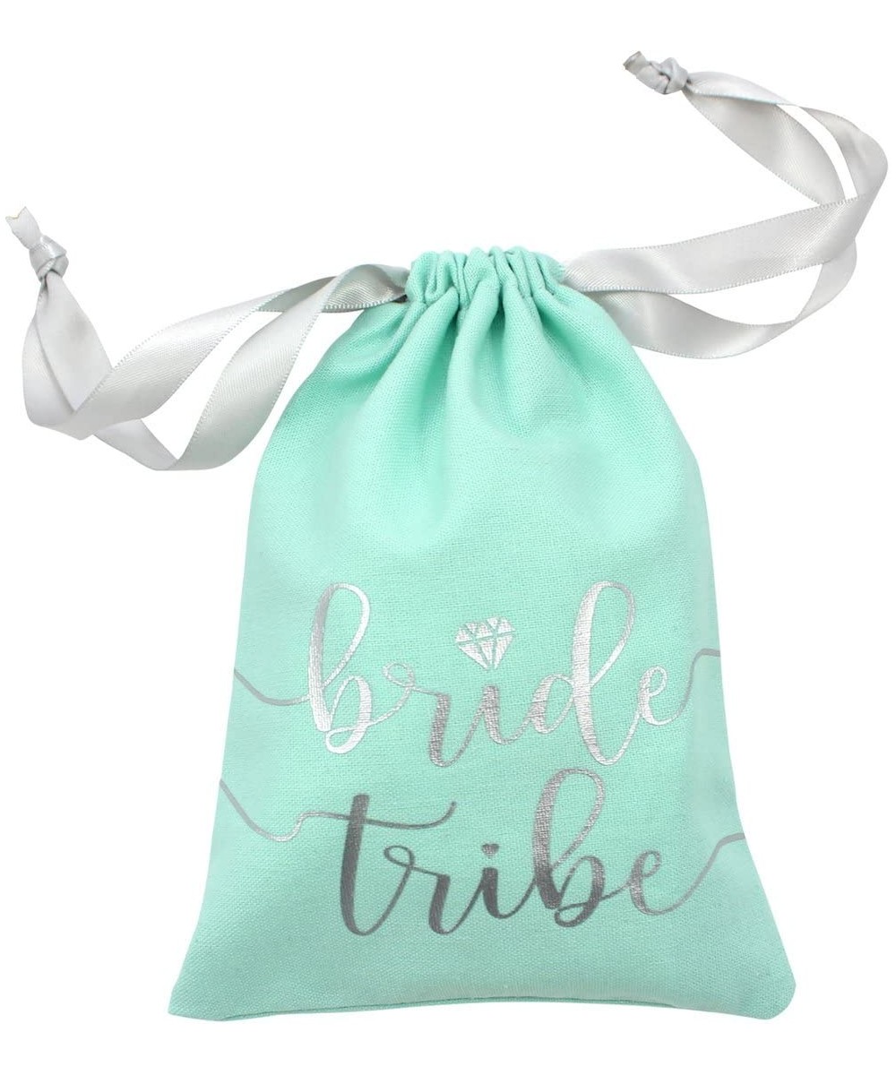 10pc Bride Tribe Drawstring Bags w/Satin Ribbon- 7x5" - Cotton Pouch for Bridesmaids- Bachelorette- Bridal Party- Bridal Show...