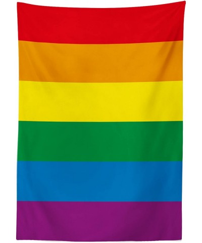 Pride Outdoor Tablecloth- Horizontal Rainbow Colored Flag of Gay Parade Freedom Equality Love Passion Theme- Decorative Washa...