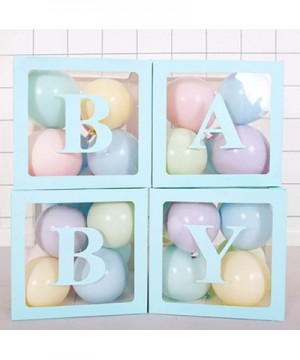 Baby Shower Boxes Party Decorations- 4pcs Transparent Balloons Boxes with 8 Letters- Individual Baby Blocks Design for Boy Ge...