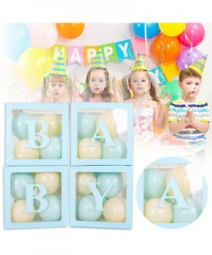 Baby Shower Boxes Party Decorations- 4pcs Transparent Balloons Boxes with 8 Letters- Individual Baby Blocks Design for Boy Ge...