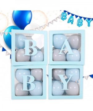 Baby Shower Boxes Party Decorations- 4pcs Transparent Balloons Boxes with 8 Letters- Individual Baby Blocks Design for Boy Ge...