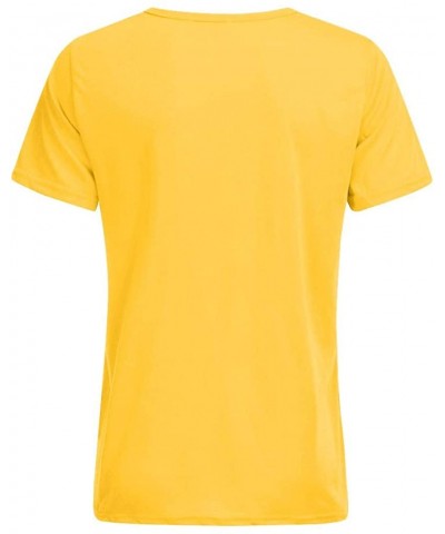 Mens Summer Round Neck Short Sleeve T Shirt Mens Fashion Musical Note Print Casual Shirt Top - Yellow - CI196TWLINX $9.45 Bir...