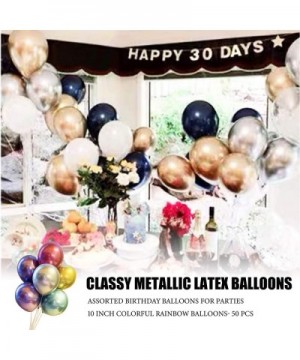 10 Inch Classy Metallic Latex Balloons Assorted Birthday Balloons for Parties- Colorful Rainbow Balloons- Mixed Color 50 PCS ...