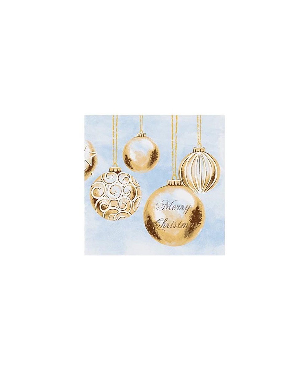 Christmas Lunch Size Napkins Gold Ornaments - 20 Count - Gold Ornaments - C518XX3DEOM $5.65 Tableware