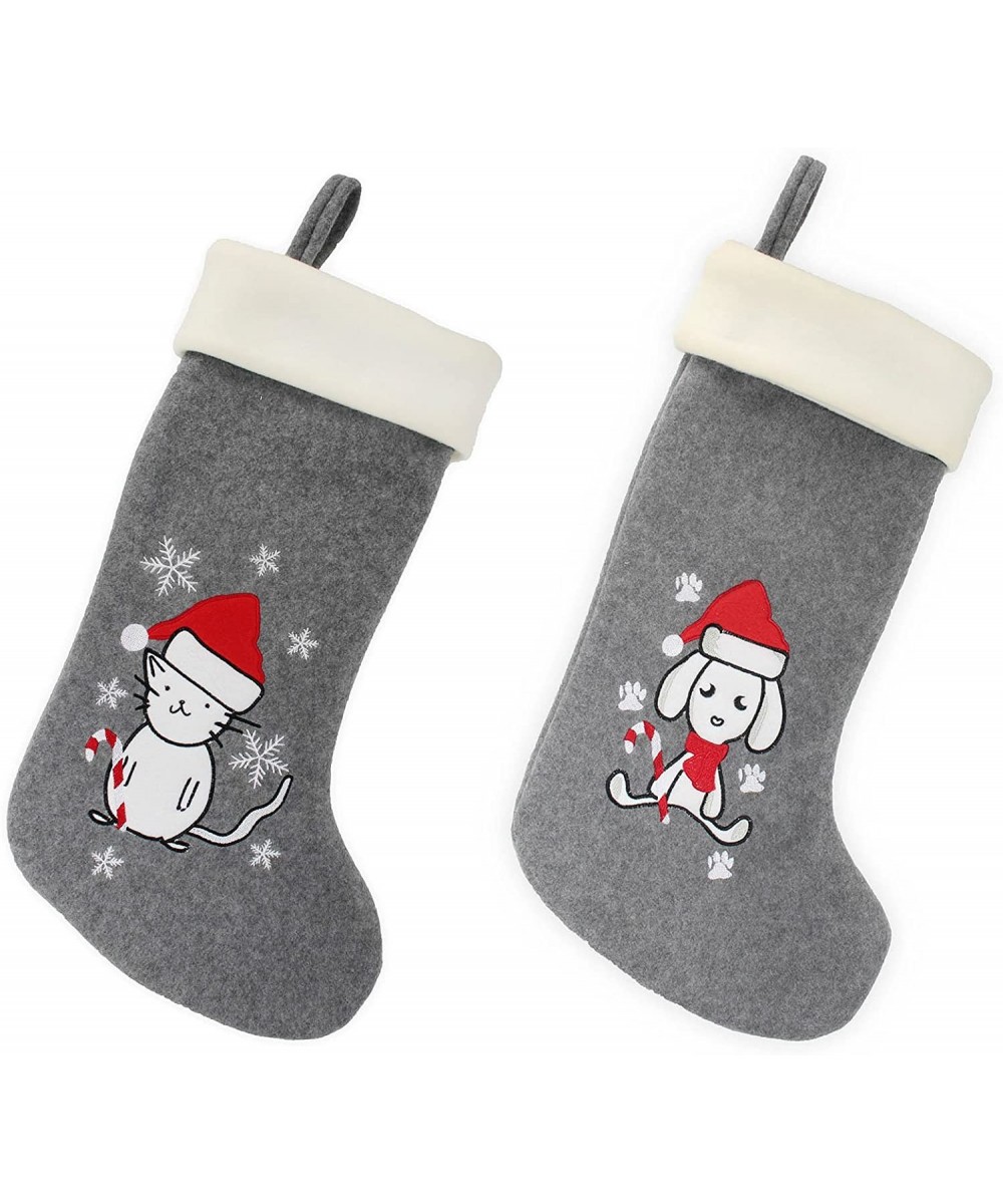 2 Pcs Set 18" Classic Hand Embroidered Sequined Cute Animal Christmas Stocking- Assortment 92 - Assortment 92 - CE18G7W98OL $...
