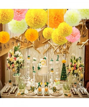 12pcs Tissue Paper Pom Poms Flowers Party Decoration Yellow Pink Orange Kit Set of 14- 12- 10 Inch- Wedding Birthday Baby Sho...