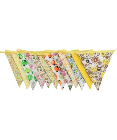 10M/32Ft 36 Floral Fabric Triangle Flags Bunting Banner Garlands for Wedding- Birthday Party- Outdoor & Home Decoration (Yell...