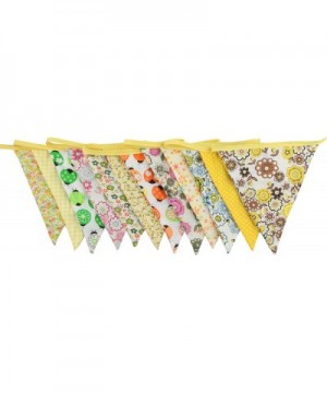 10M/32Ft 36 Floral Fabric Triangle Flags Bunting Banner Garlands for Wedding- Birthday Party- Outdoor & Home Decoration (Yell...