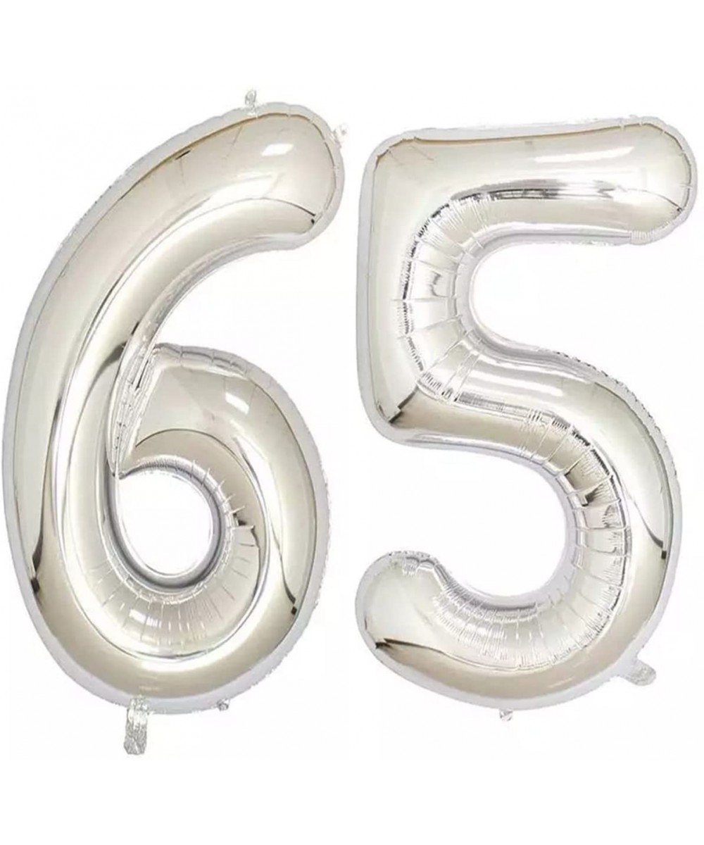 40inch Silver Foil 65 Helium Jumbo Digital Number Balloons- 65th Birthday Decoration for Women or Men- 65 Birthday Party Supp...