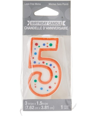 CANDLE-4564 Polka Dot 5 Numeral Candle- 3-Inch x 1.5-Inch - Multicolor - CV112HROWTL $5.39 Cake Decorating Supplies