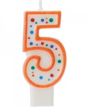 CANDLE-4564 Polka Dot 5 Numeral Candle- 3-Inch x 1.5-Inch - Multicolor - CV112HROWTL $5.39 Cake Decorating Supplies